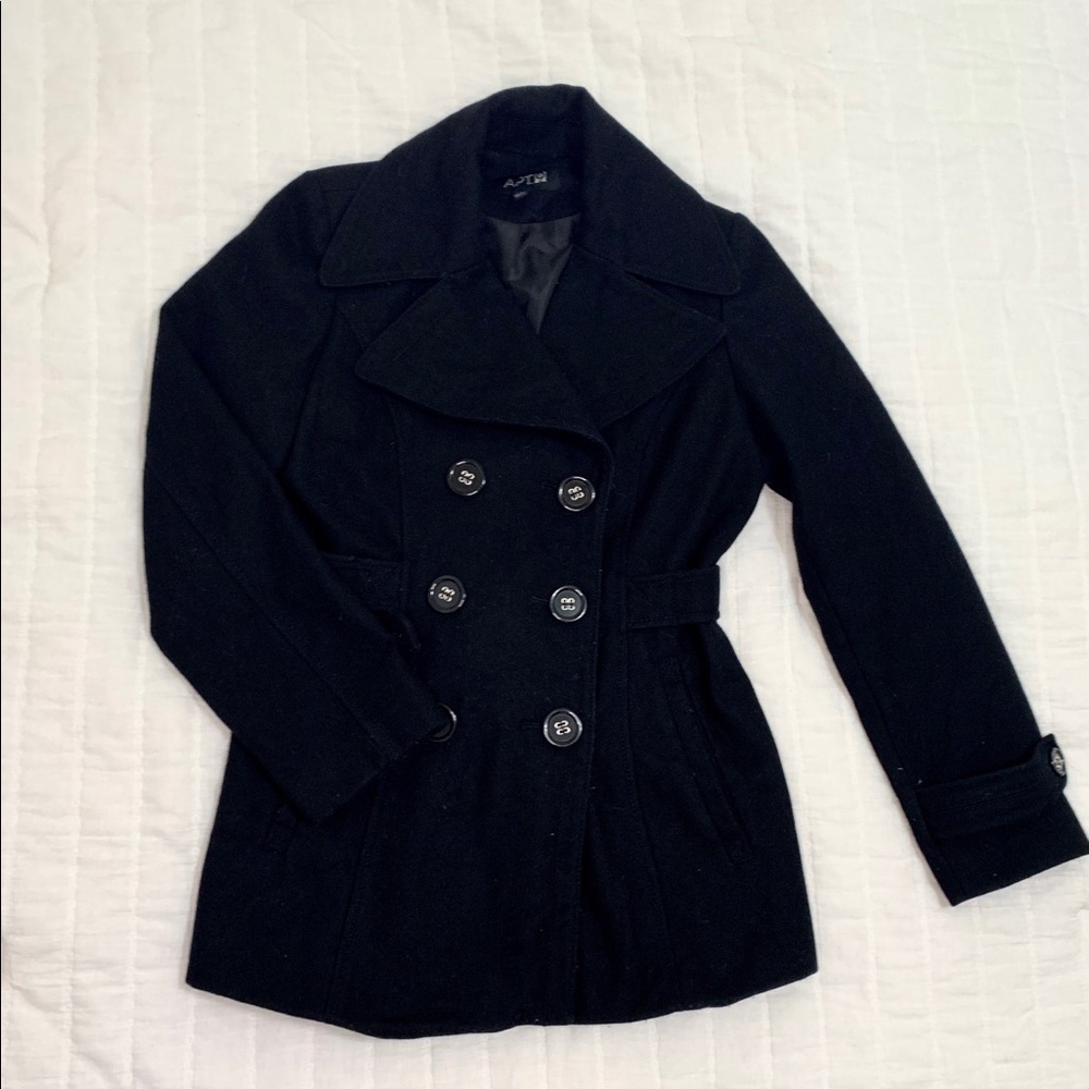Apt. 9 Black Button Down Pea Coat Size Medium